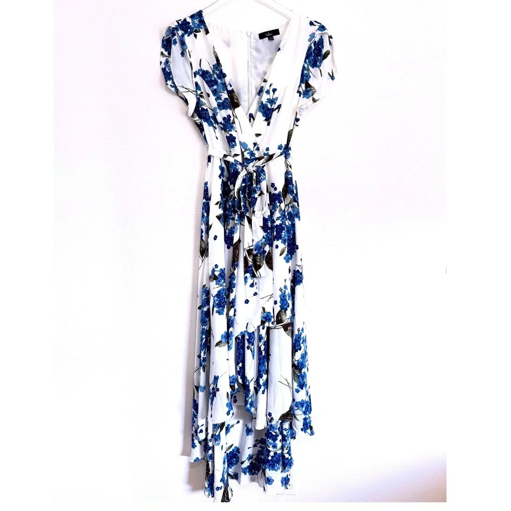 Lulus Dress | French Countryside White Floral Print High-Low Dress - Picture 2 of 5